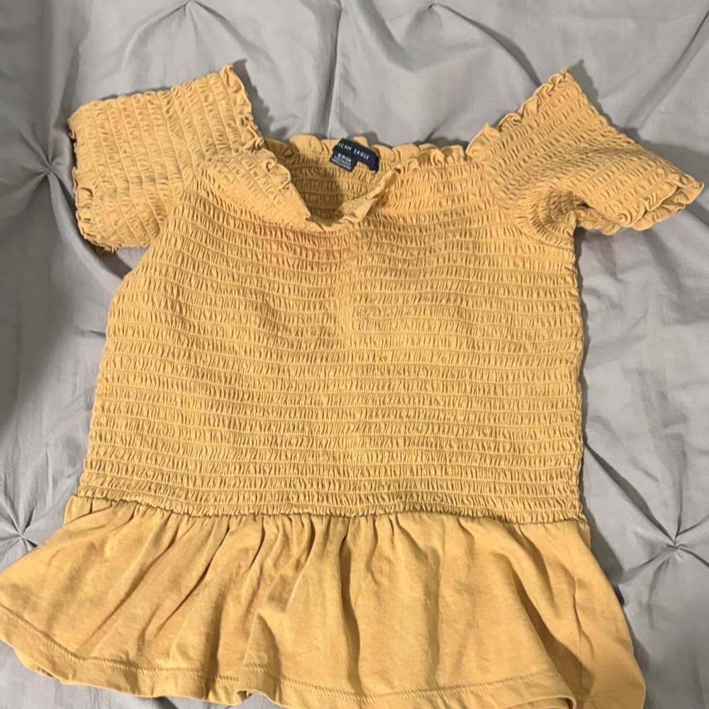 American Eagle Outfitters Yellow Smocked Top